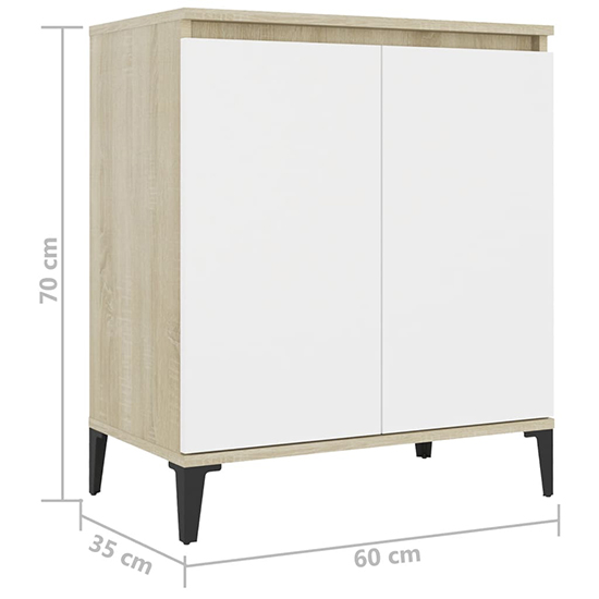 Vaeda Wooden Sideboard With 2 Doors In White And Sonoma Oak_5