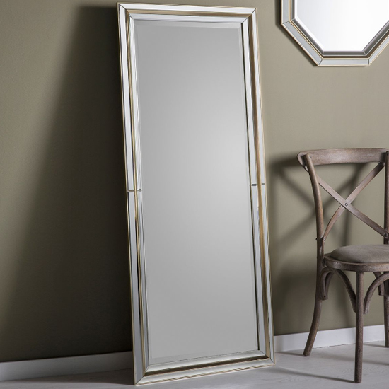 Read more about Vague rectangular leaner mirror in gold frame