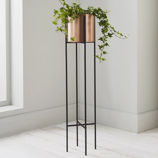 Read more about Vail large metal stilts plant holder in black and copper