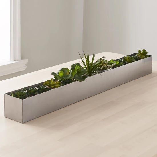 Product photograph of Vail Long Aluminium Centrepiece Table Plant Holder In Silver from Furniture in Fashion