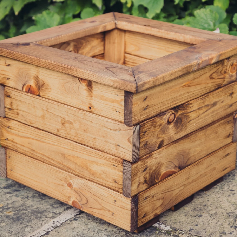 Vail Small Wooden Garden Square Planter In Natural