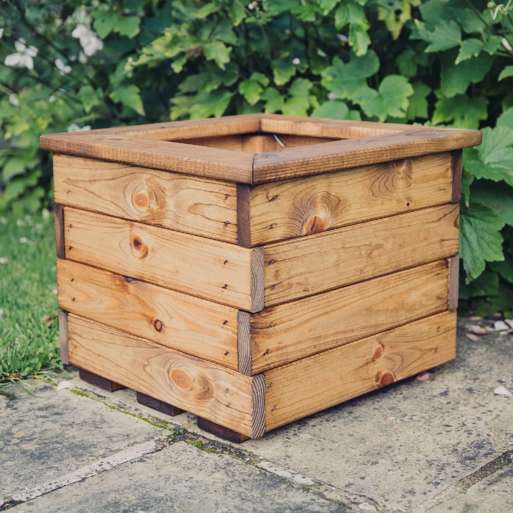 Vail Small Wooden Garden Square Planter In Natural