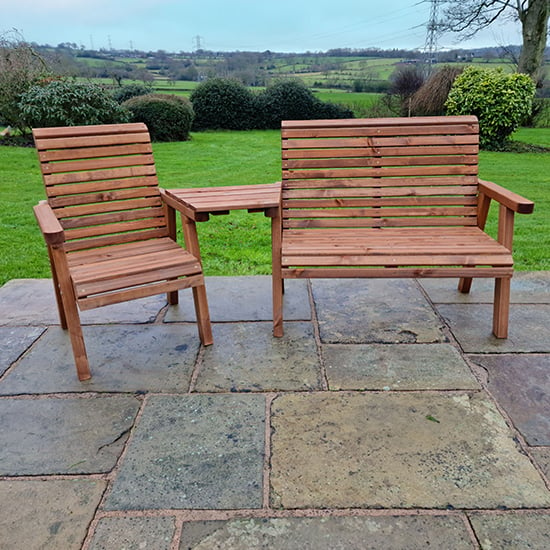 Photo of Vail timber angled 1 seater and 2 seater trio set in brown
