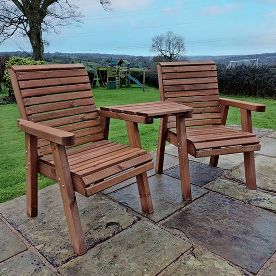 Product photograph of Vail Timber Angled Love Seat In Brown from Furniture in Fashion