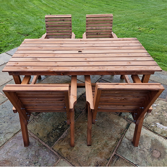 Vail Wooden Garden Dining Set With 4 Chairs In Natural