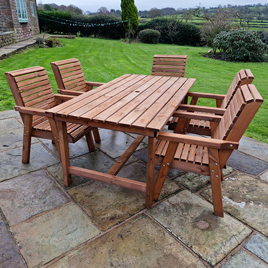 Vail Timber Brown Dining Table Large With 5 Chairs