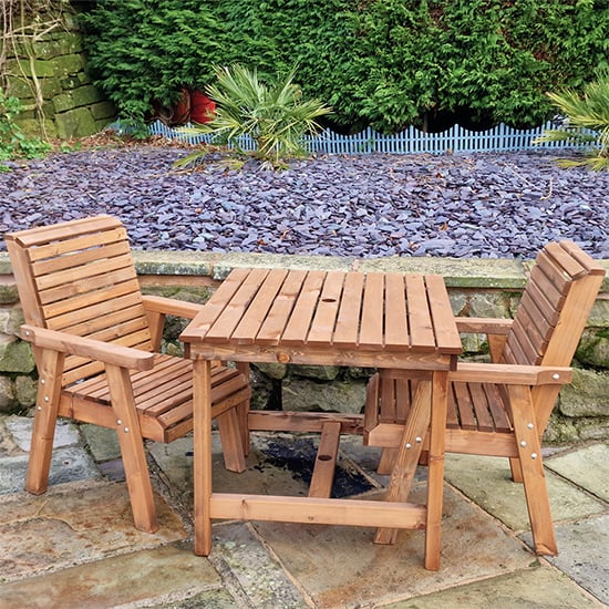Read more about Vail timber brown dining table small with 2 chairs