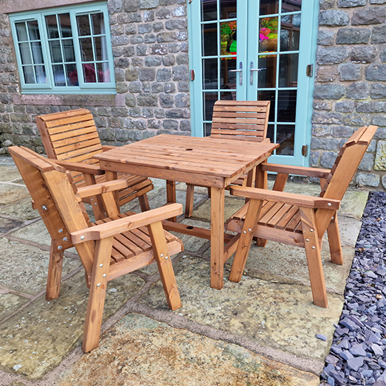 Vail Timber Brown Dining Table Small With 4 Chairs