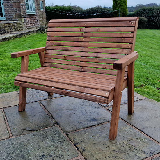 Vail Timber Garden 2 Seater Bench With Footstool In Brown