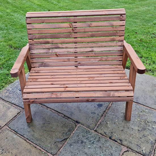 Vail Timber Garden 2 Seater Bench With Footstool In Brown