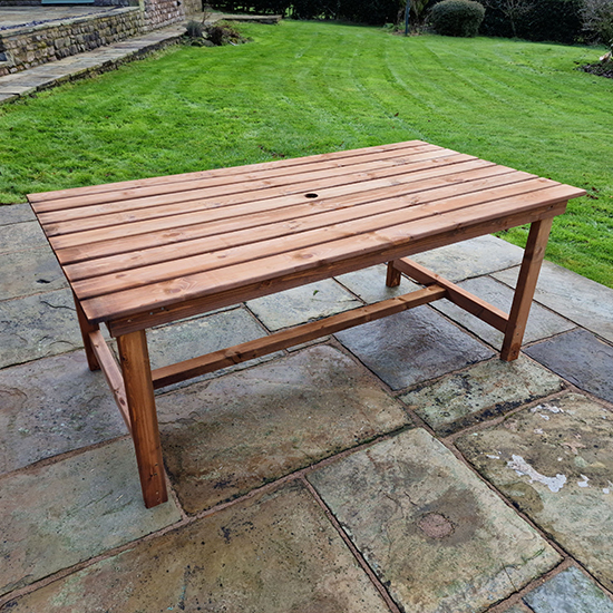 Photo of Vail timber garden dining table large rectangular in brown