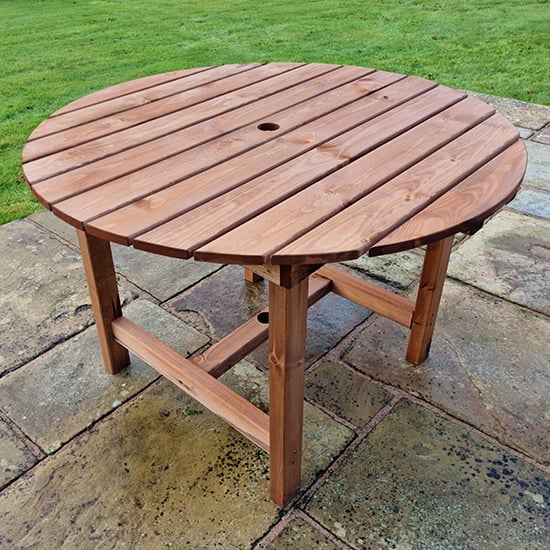 Product photograph of Vail Timber Garden Dining Table Round In Brown from Furniture in Fashion