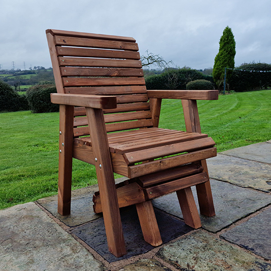 Vail Timber Garden Seating Chair With Footstool In Brown