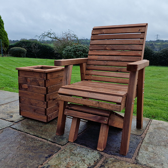 Vail Timber Garden Seating Chair With Footstool And Planter