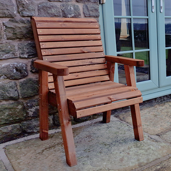 Vail Timber Garden Seating Chair With Footstool And Planter