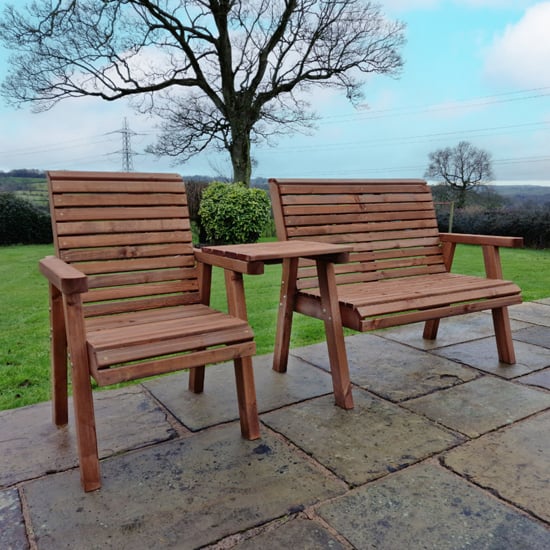 Photo of Vail timber square 1 seater and 2 seater trio set in brown