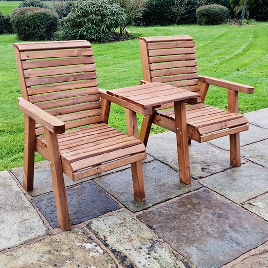 Photo of Vail timber square love seat in brown