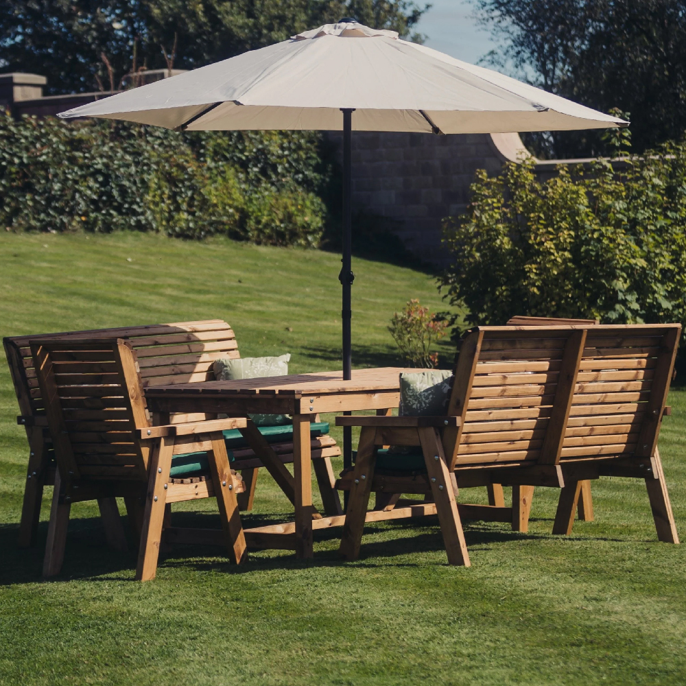 Vail Wooden Garden 10 Seater Dining Table Set In Natural