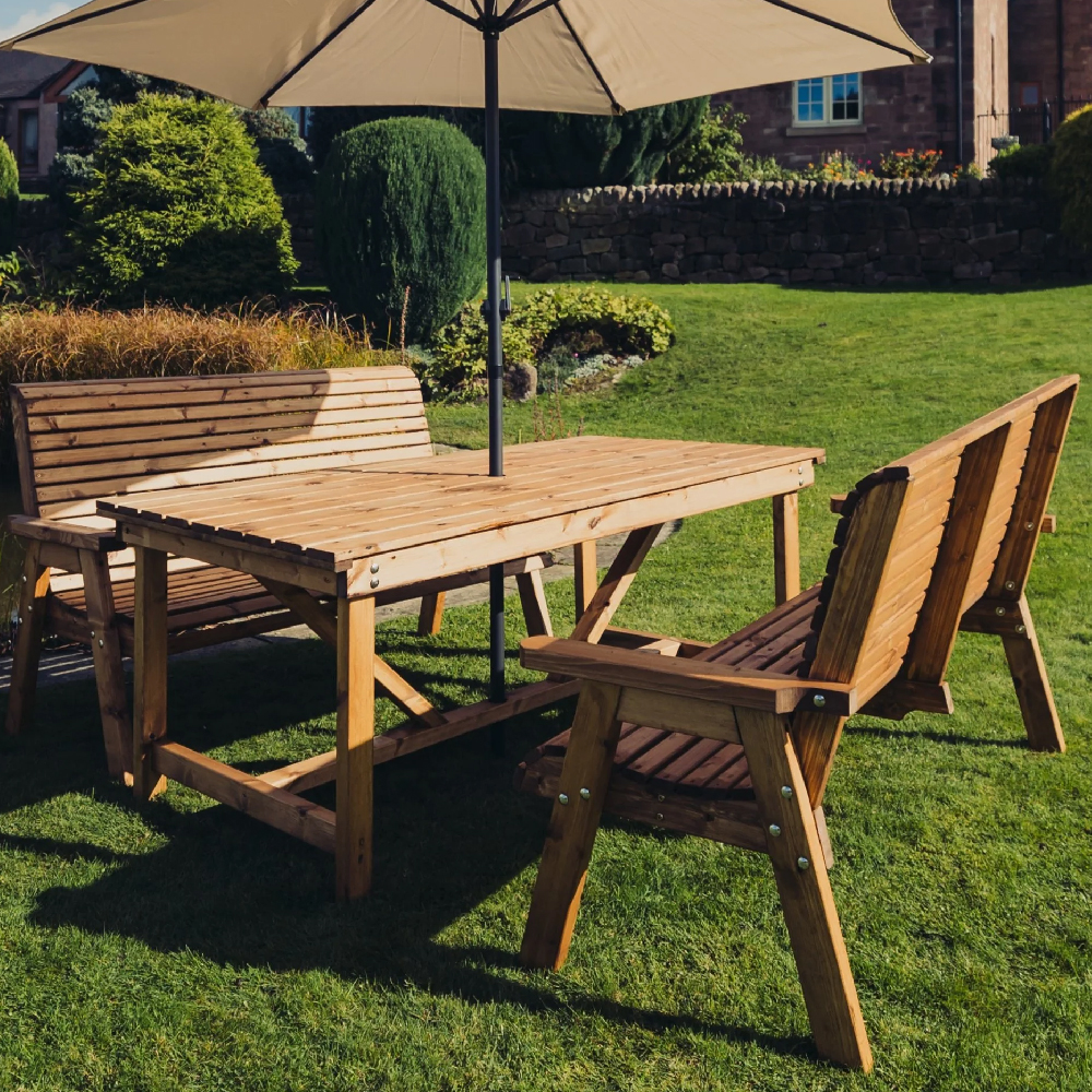 Vail Wooden Garden 4 Seater Dining Table Set In Natural