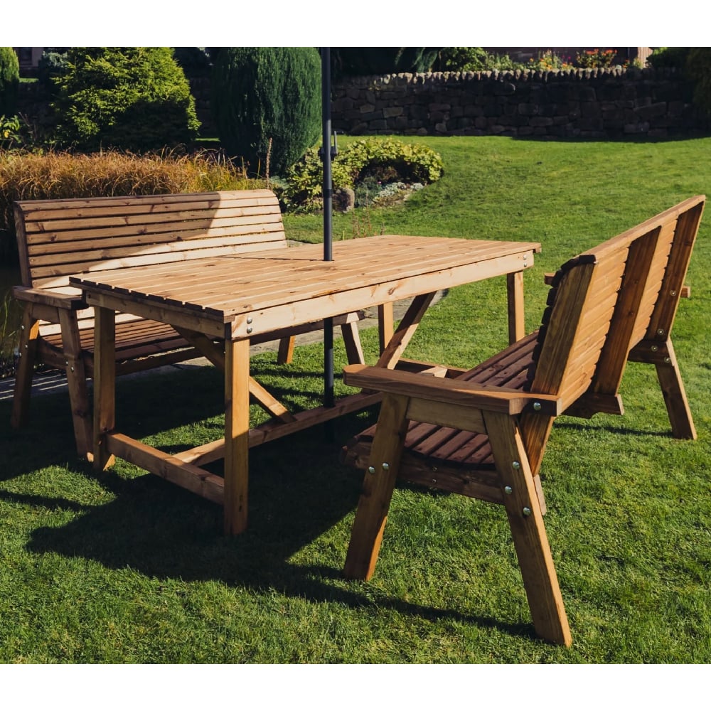 vail wooden garden 4 seater dining table set in natural