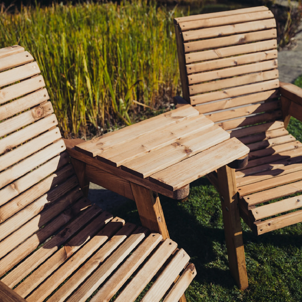 Vail Wooden Garden Angled Love Seat In Natural