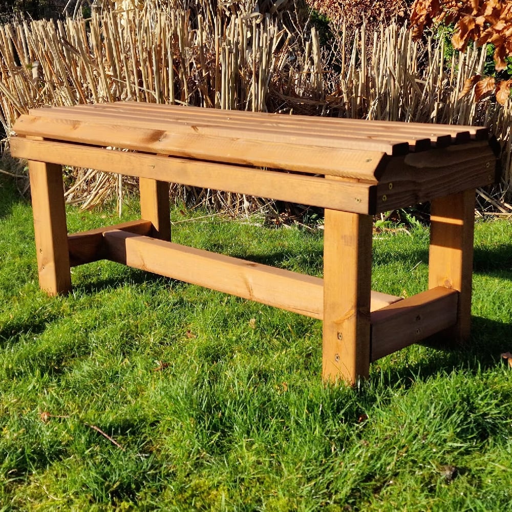 Vail Wooden Garden Backless Bench In Natural Vail Wooden Garden Backless Bench In Natural