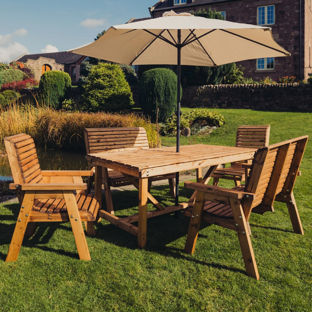 Vail Wooden Garden Dining Set With 2 Chairs 2 Bench In Natural