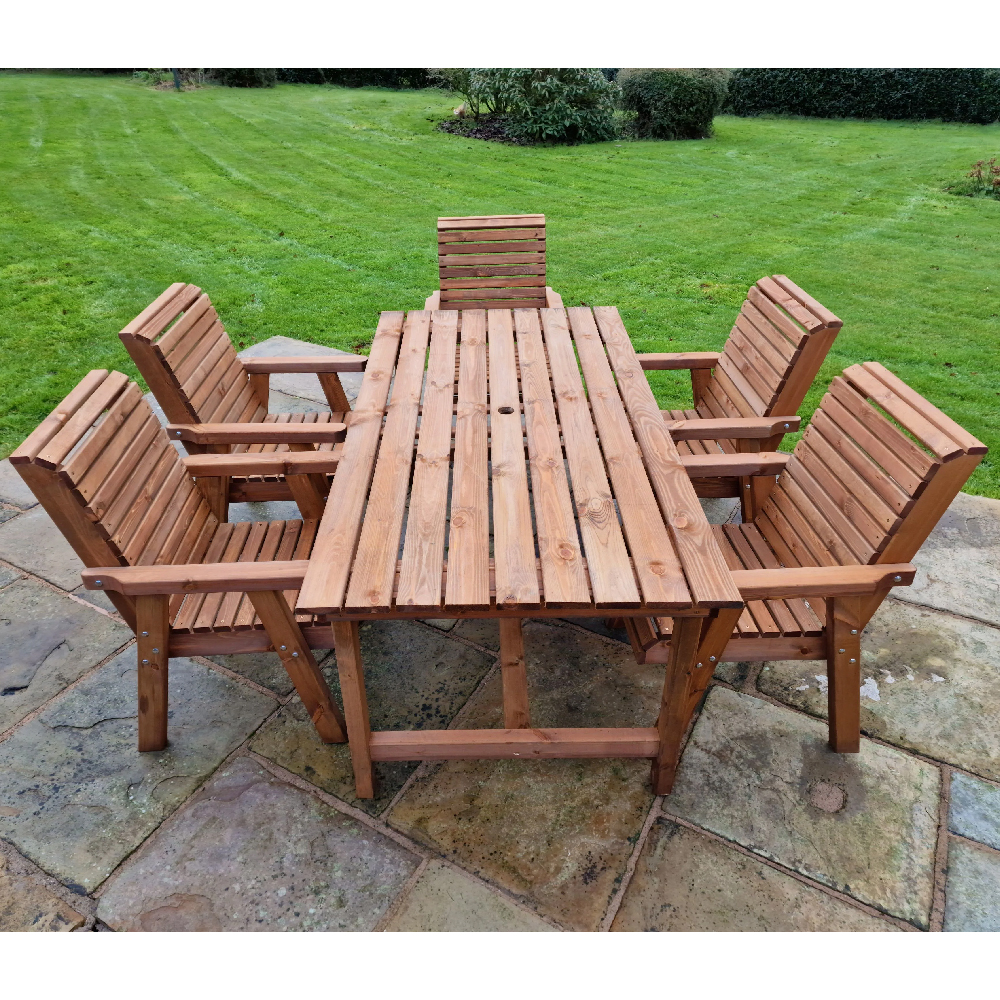 Vail Wooden Garden Dining Set With 5 Chairs In Natural