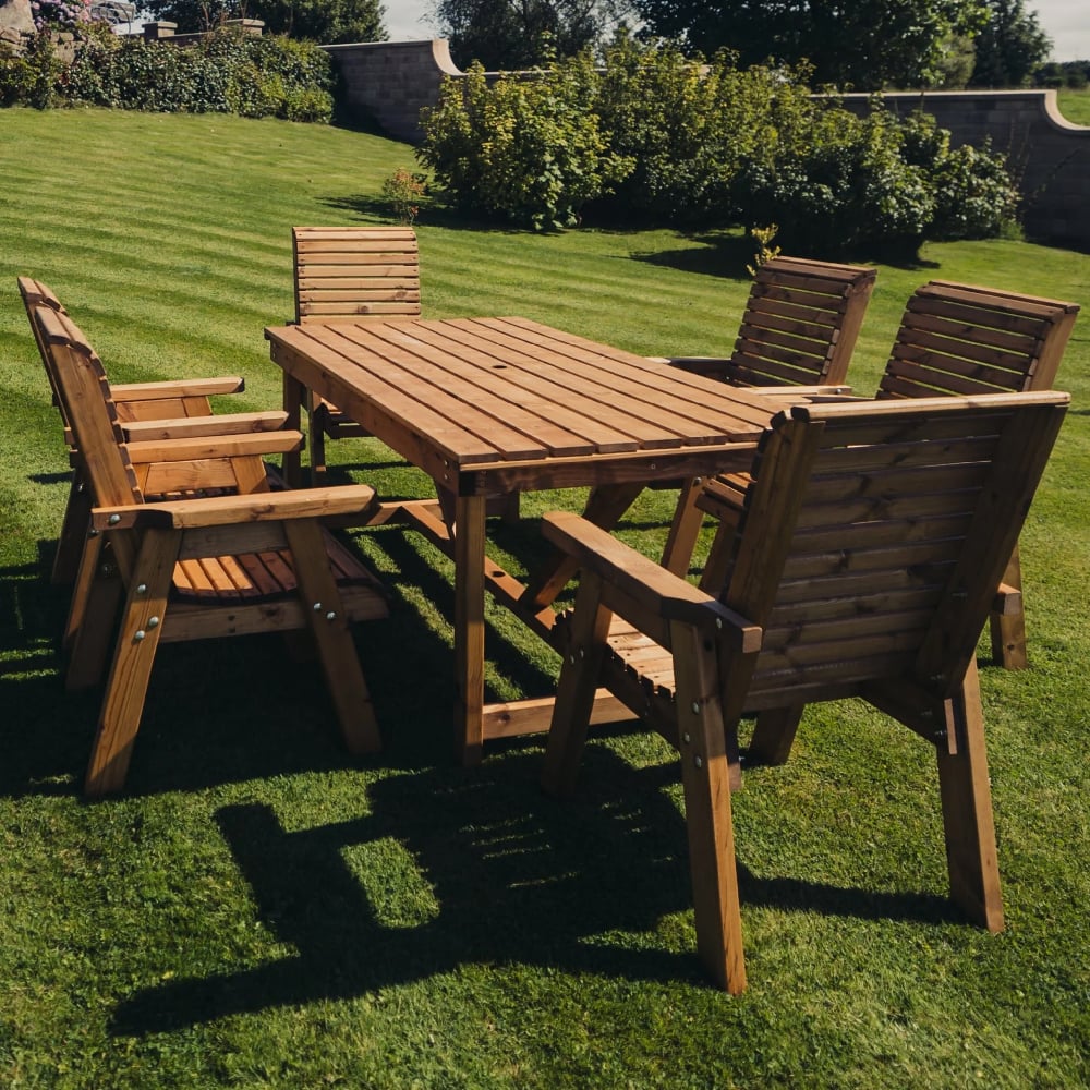 Vail Wooden Garden Dining Set With 6 Chairs In Natural