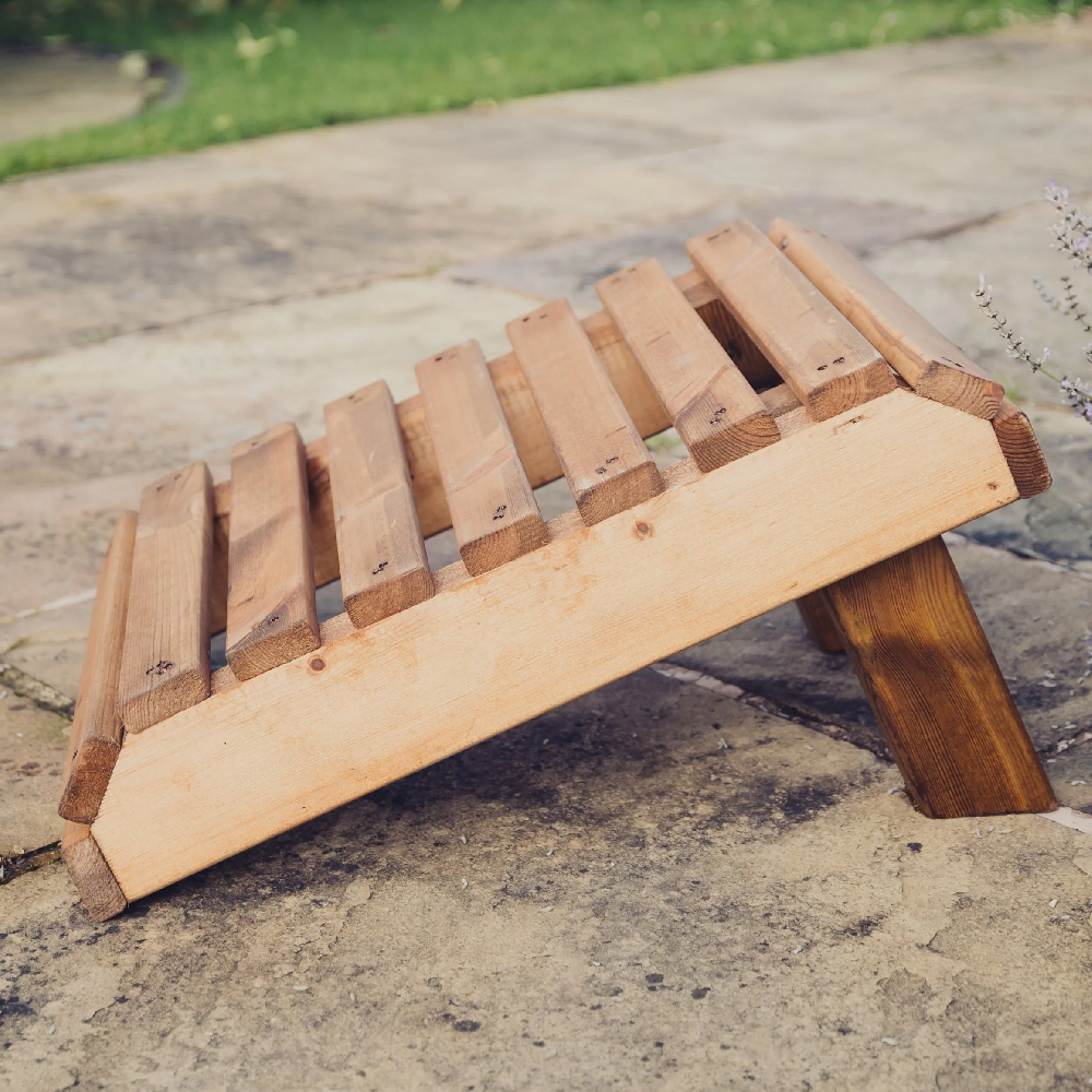 Vail Wooden Garden Footstool In Natural