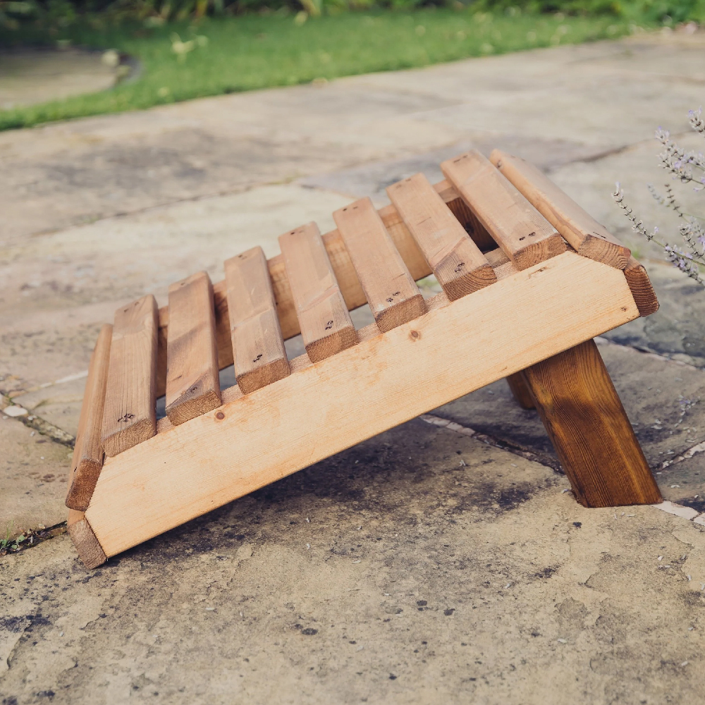 Vail Wooden Garden Footstool In Natural
