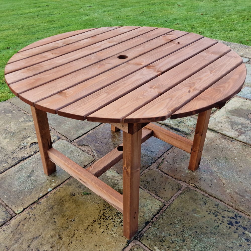 vail wooden garden round dining table in natural