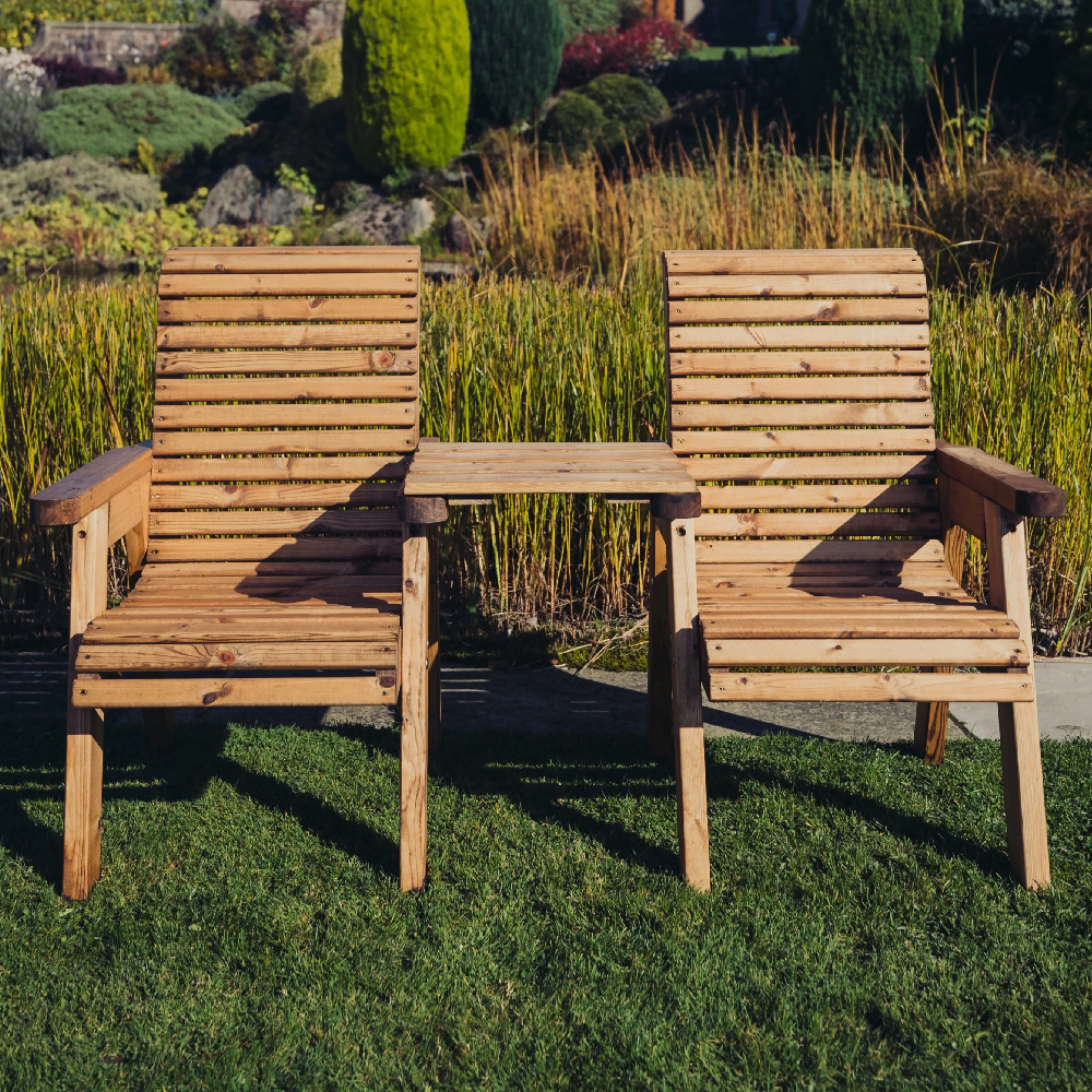 Vail Wooden Garden Square Love Seat In Natural