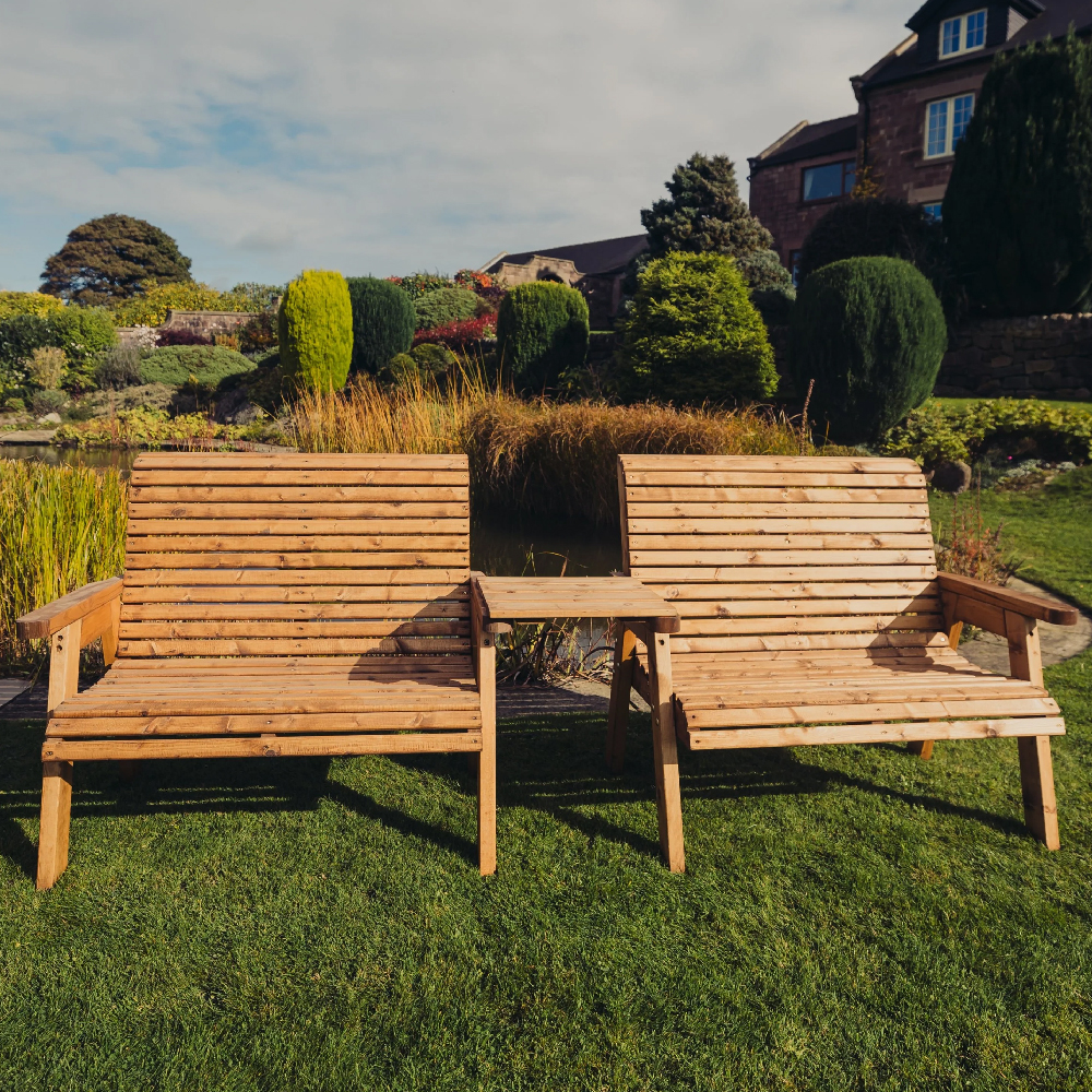 Vail Wooden Garden Straight 4 Seater Bench Set In Natural