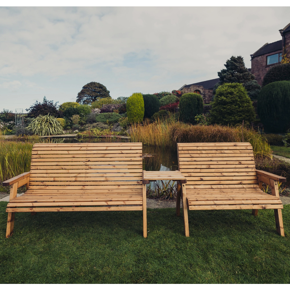 Vail Wooden Garden Straight 5 Seater Bench Set In Natural