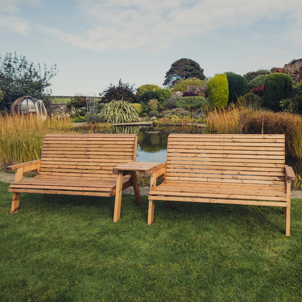 Vail Wooden Garden Straight 6 Seater Bench Set In Natural