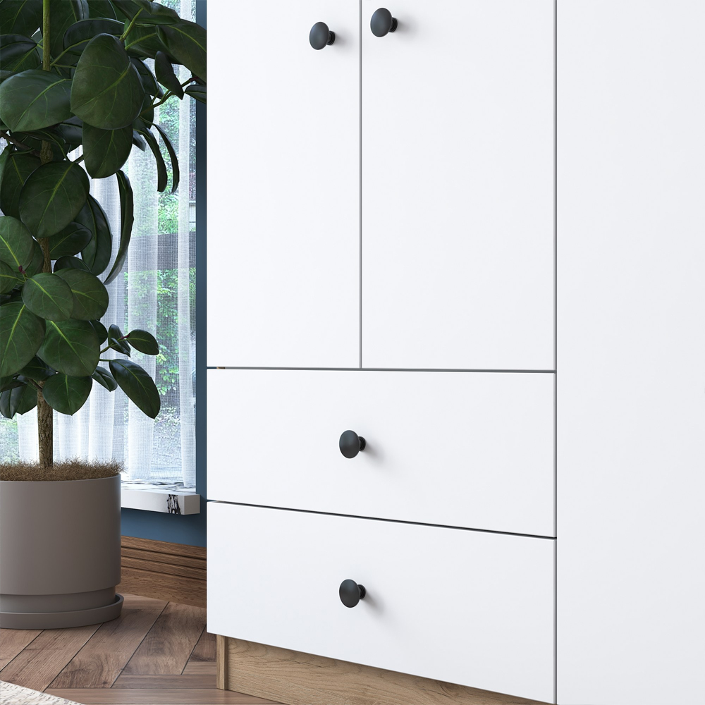 Valdaro Wooden Wardrobe With 4 Doors 2 Drawers In Walnut And White