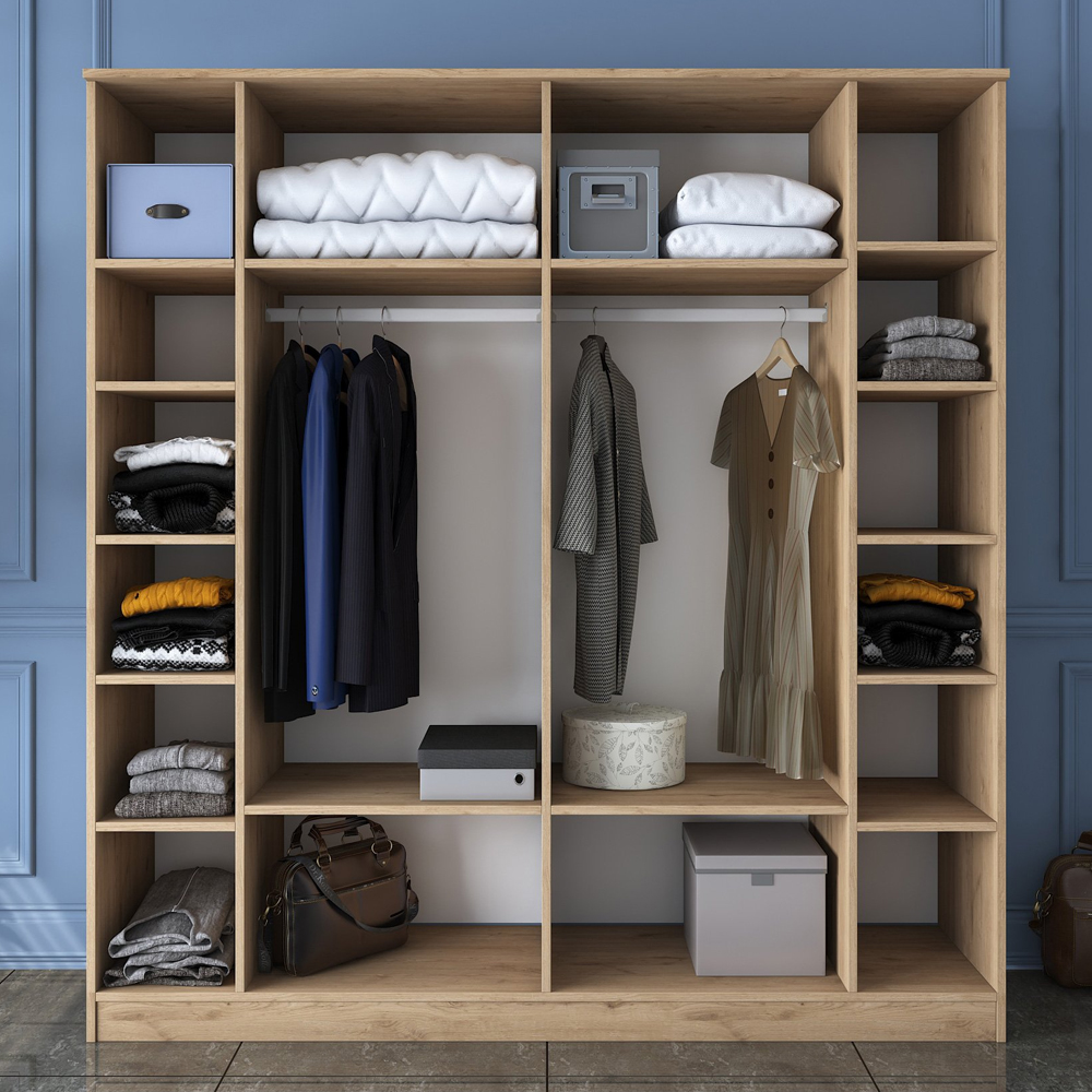 Valdaro Wooden Wardrobe With 6 Doors In Walnut And White