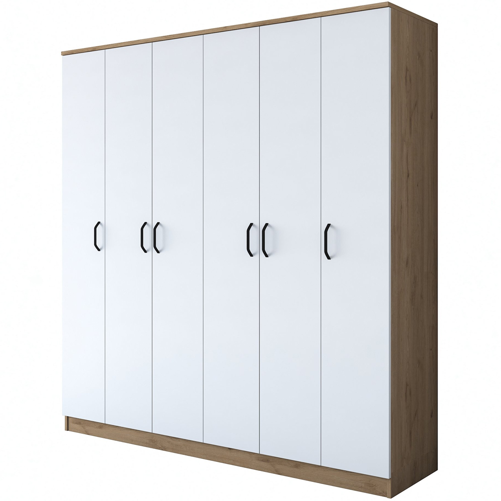 Valdaro Wooden Wardrobe With 6 Doors In Walnut And White