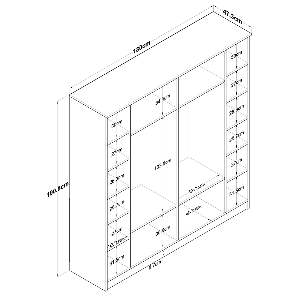 Valdaro Wooden Wardrobe With 6 Doors In Walnut And White