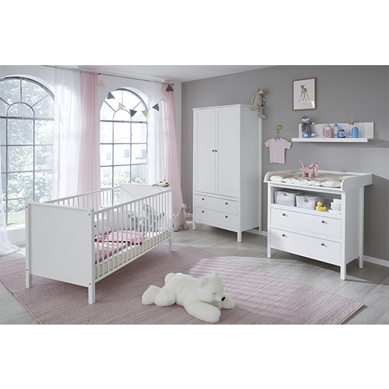 Valdo Baby Room Wooden Furniture Set 2 In White thumbnail