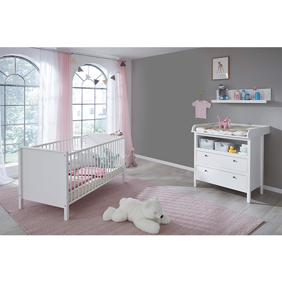 Valdo Baby Room Wooden Furniture Set 6 In White