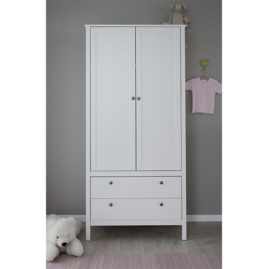 Product photograph of Valdo Kids Room Wooden Wardrobe In White from Furniture in Fashion