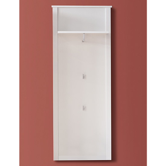 Product photograph of Valdo Narrow Wooden Coat Rack Panel In White from Furniture in Fashion