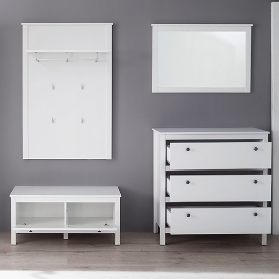 Valdo Wooden Hallway Furniture Set 6 In White_2