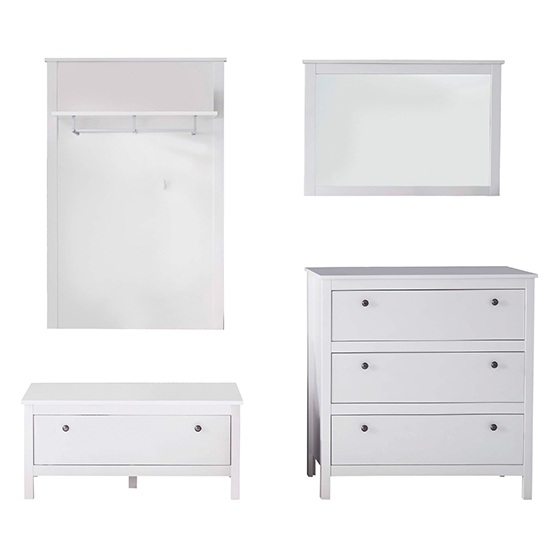 Valdo Wooden Hallway Furniture Set 6 In White_3