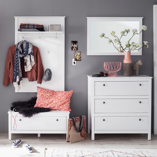 Valdo Wooden Hallway Furniture Set 7 In White_2