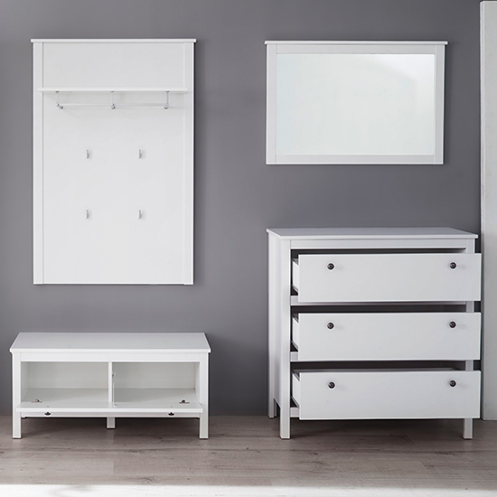 Valdo Wooden Hallway Furniture Set 7 In White_3