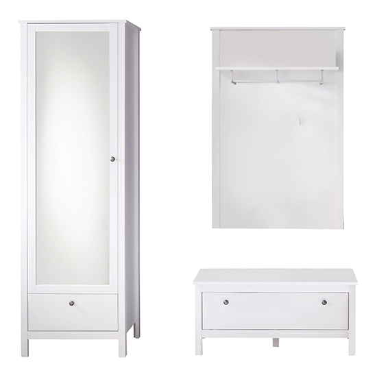 Valdo Wooden Hallway Furniture Set 8 In White_3