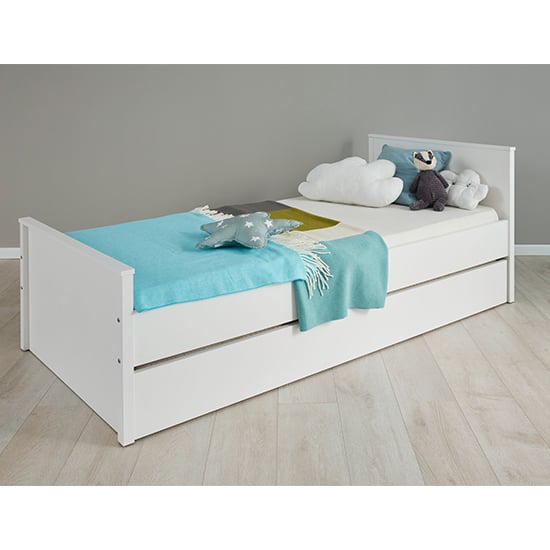 Valdo Wooden Junior Bed With Pull Out Guest Bed In White